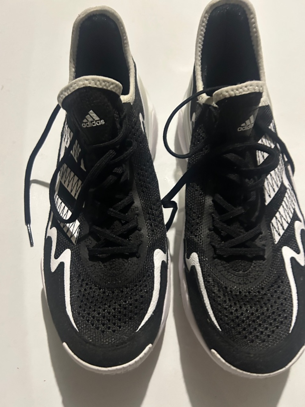 adidas Men’s Black and White Knit Lace-Up Sneakers